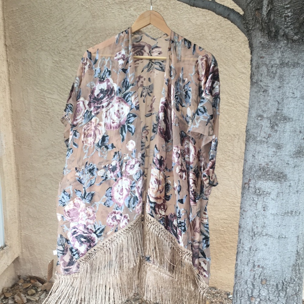 Burnt-out Velvet Kimono Jacket